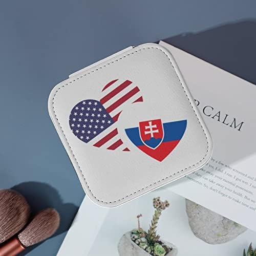 Словакия Флаг на САЩ Пътна Ковчег За Бижута Организатор Дисплей Титуляр За Съхранение Калъф За Жени, Момичета