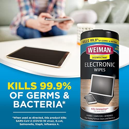 Електронни кърпички Weiman за дезинфекция на клавиатури, таблети, електронни четци, смартфони, нетбуци и сензорни екрани (30 кърпички)