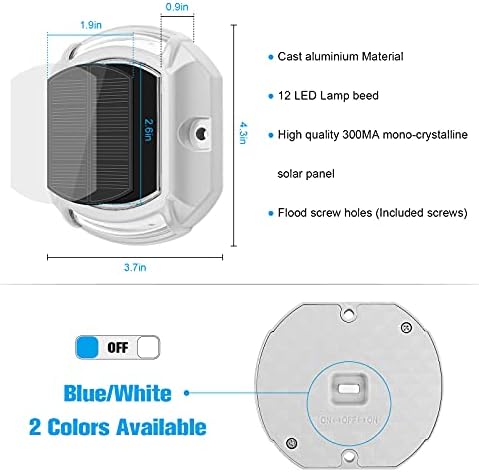 VOLISUN Слънчева светлина за пътя на песента, Светлини за докинг палуби, 4 комплект, 2 цвята в 1, led Безжични Водоустойчив Улични