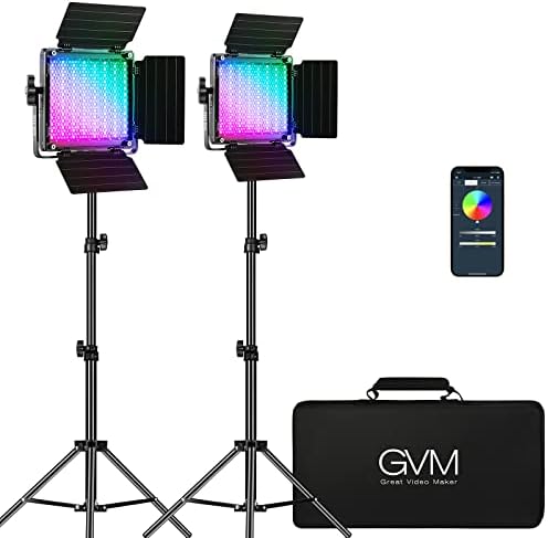 Видеоосвещение GVM RGB, Двуцветен led комплект за запис на видео с управление чрез приложение, 2 Комплекта 850D за фотография CRI
