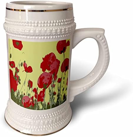 Триизмерен вектор Художествени червени цветя Спомени - Чаша за стейна на 22 унция (stn_353246_1)
